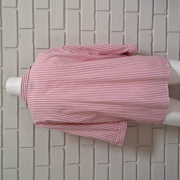 Blair Pink/White Striped Butterfly Embroidered Button Down Blouse. Size Large. - Picture 6 of 9